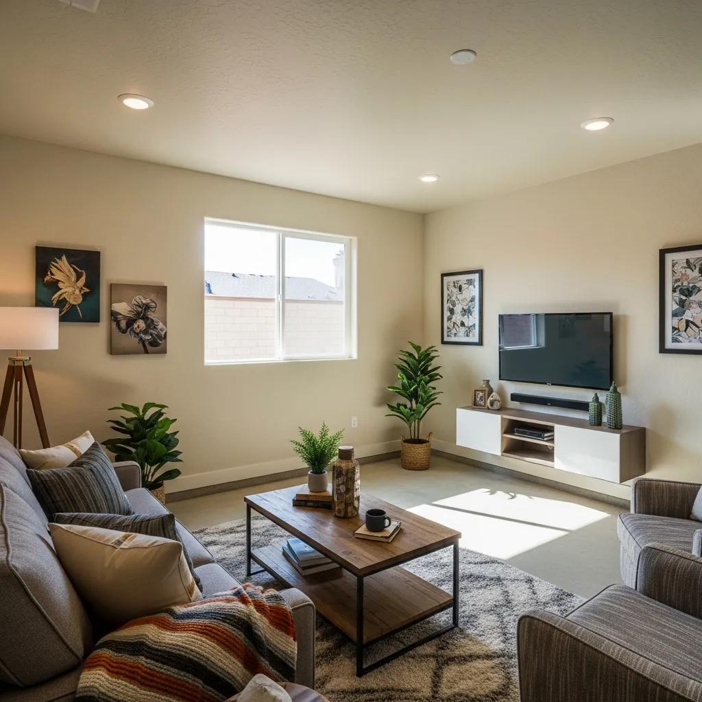 Garage conversion in Prescott Valley transformed into a cozy living area